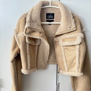 ALO Yoga Women's Tan Sherpa Bomber Jacket